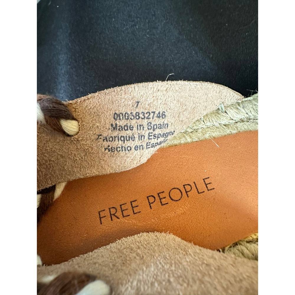 Free People Wander Shell Wrap Espadrilles $178 NEW Tan Leather Sandals - Size 7 - Picture 4 of 4